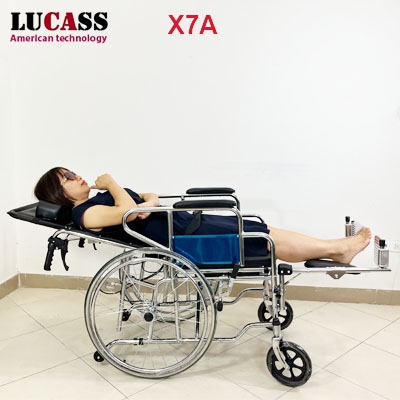 Xe lăn đa năng có bô vệ sinh ngả nằm chống lật Lucass X7A - Ảnh 4