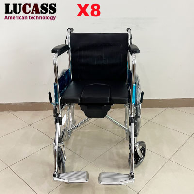 Xe lăn có bô vệ sinh Lucass X8 thế hệ mới có phanh tay - Ảnh 7