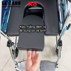 Xe lăn có bô vệ sinh Lucass X8 thế hệ mới có phanh tay - Ảnh 5