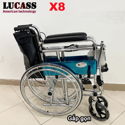 Xe lăn có bô vệ sinh Lucass X8 thế hệ mới có phanh tay - Ảnh 4