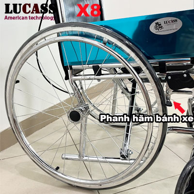 Xe lăn có bô vệ sinh Lucass X8 thế hệ mới có phanh tay - Ảnh 2