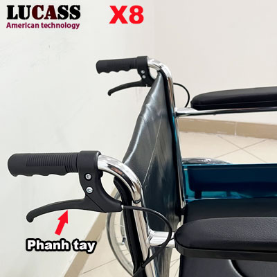 Xe lăn có bô vệ sinh Lucass X8 thế hệ mới có phanh tay - Ảnh 3