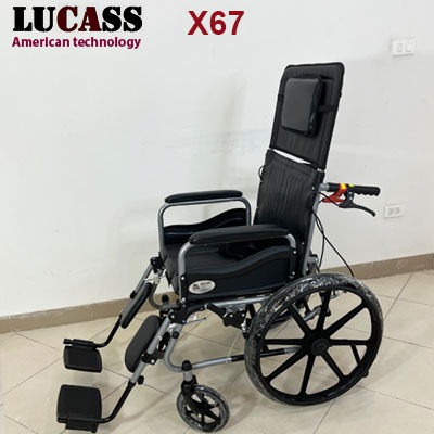 Xe lăn đa năng Lucass X67 bánh đúc, có bô vệ sinh ngả nằm chống lật - Ảnh 6