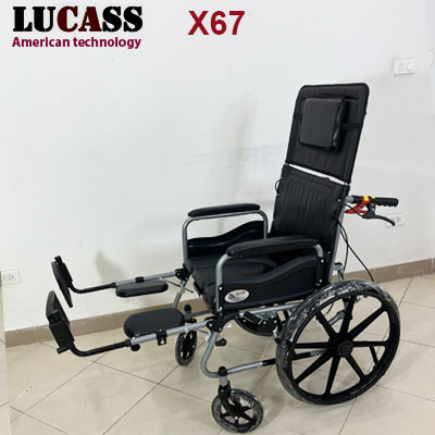 Xe lăn đa năng Lucass X67 bánh đúc, có bô vệ sinh ngả nằm chống lật - Ảnh 5