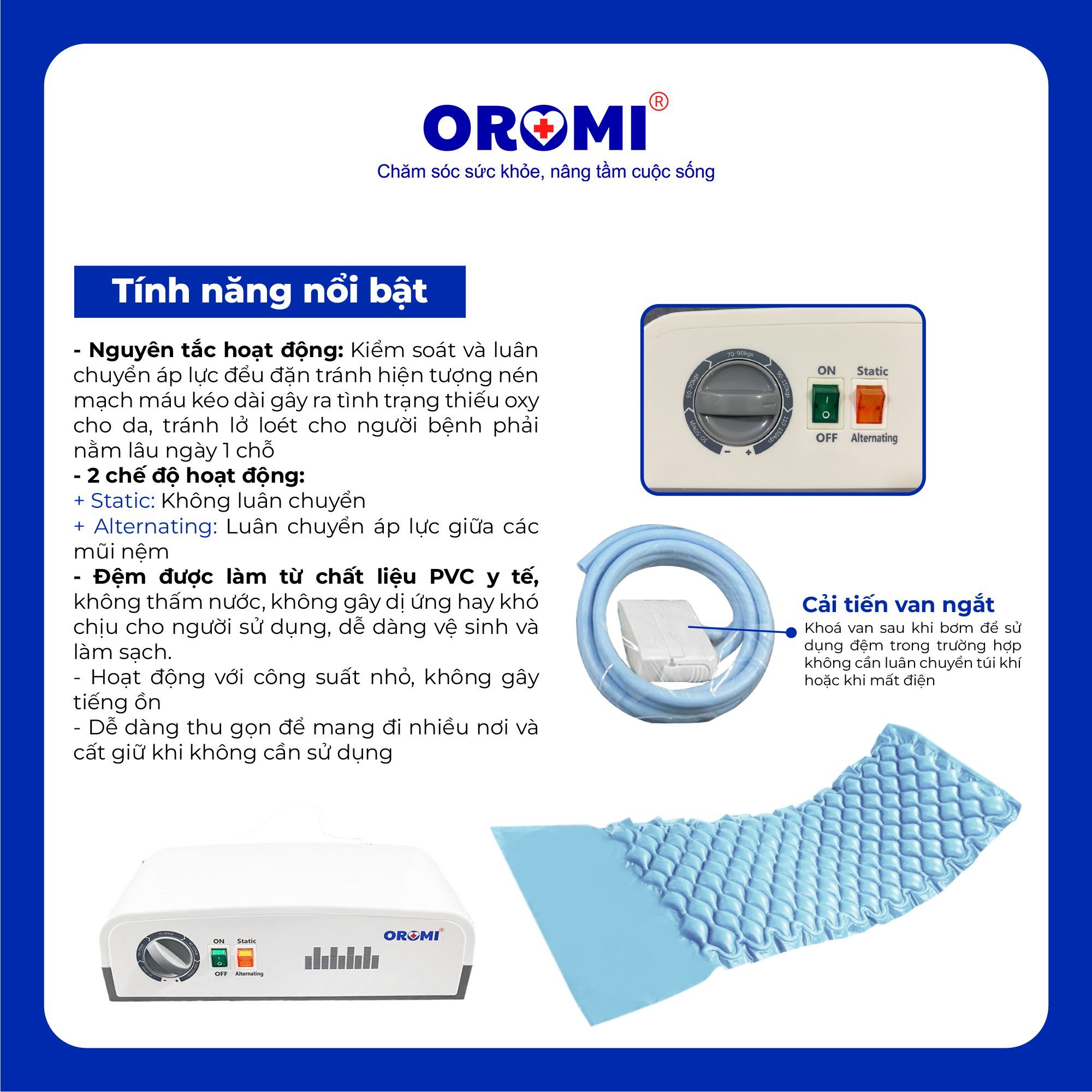 HF608 - Đệm Hơi Chống Loét Cải Tiến Van Ngắt - Ảnh 6