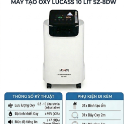 Máy tạo oxy 10 lít/phút LUCASS SZ-8DW có chức năng xông