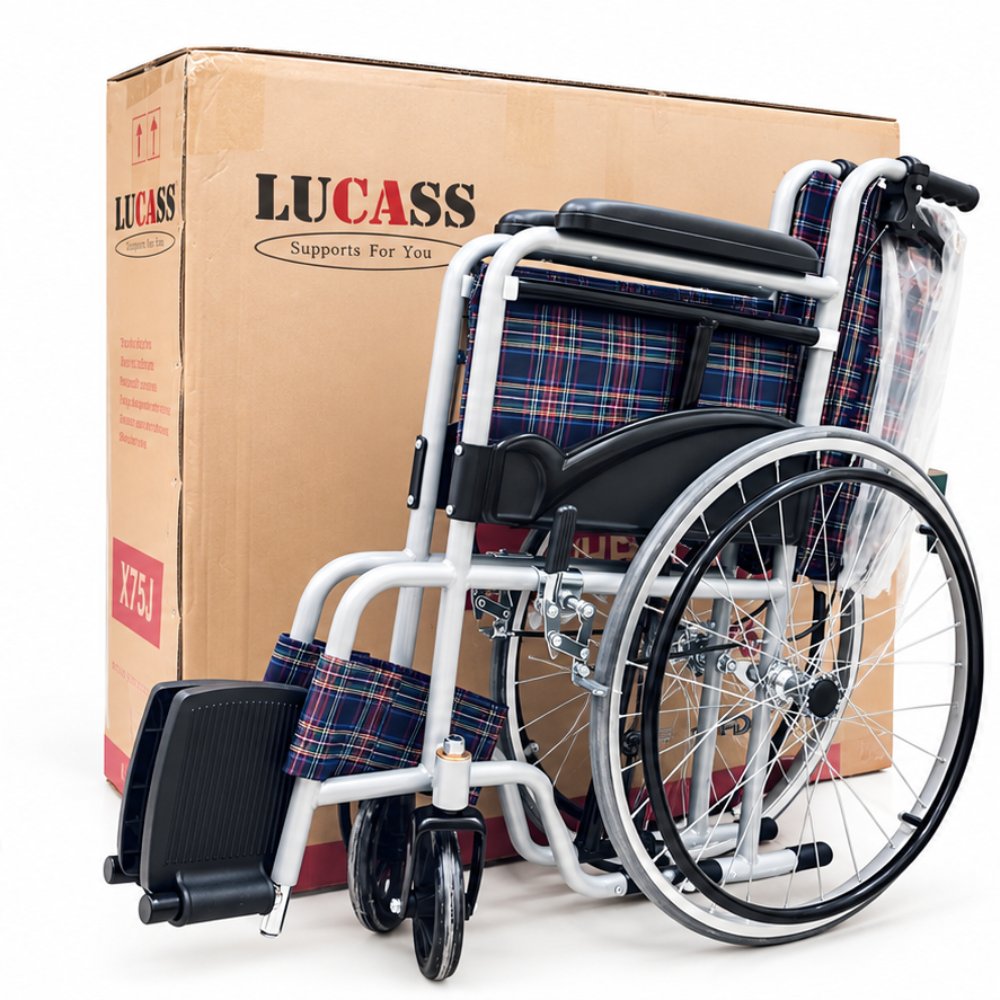 Xe lăn Lucass X75J có phanh, gấp gọn tiện lợi