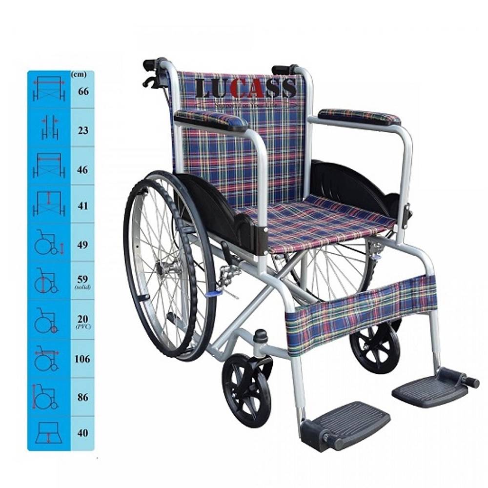 Xe lăn Lucass X75J có phanh, gấp gọn tiện lợi